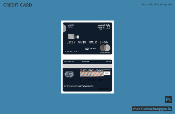 Kuwait NBK Bank World Elite Mastercard – Beispielvorschau